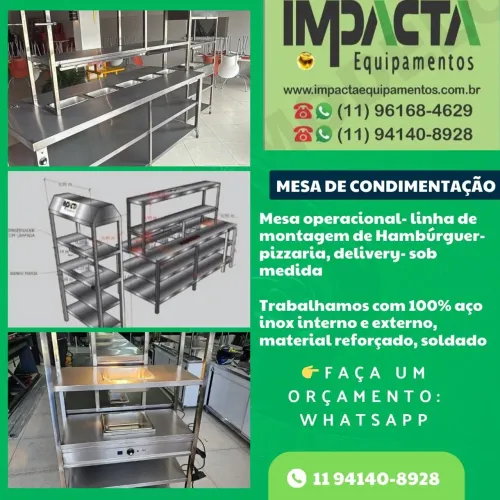 Mesa de Condimentação para Hamburgueria, Pizzaria e Delivery