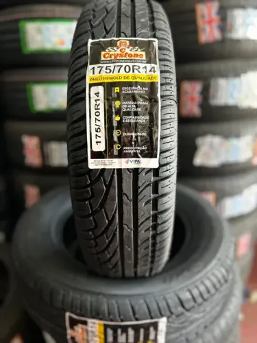 Pneu Crystone 175/70r14 remolde 100% borracha vipal 