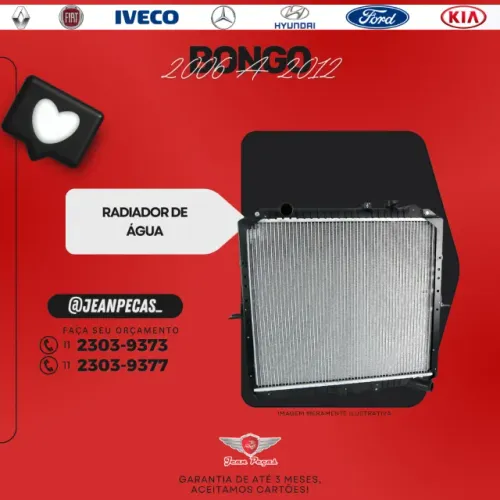 radiador agua - kia bongo 2006 a 2012