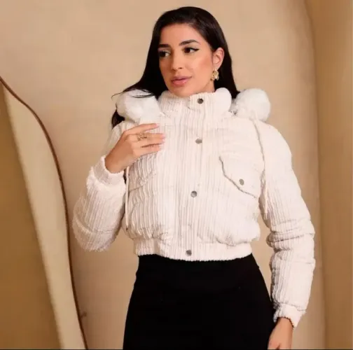 Jaqueta Puffer Pelinho Teddy Feminino Inverno Frio Agasalho