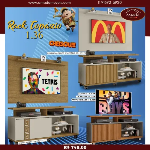 Rack Topázio 1.36 Cinamomo/Off White - à pronta entrega 