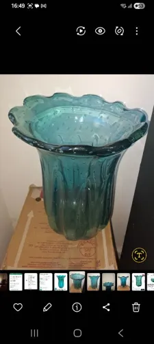 Vaso em cristal murano gigante Labone turquesa