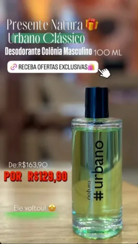 Desodorante Colônia Masculino Natura Urbano Clássico 100ml