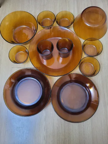 Linha Vintage Duralex Vidro Marron - Pratos, Copos, Saladeira, Bowls P e Bowls G.