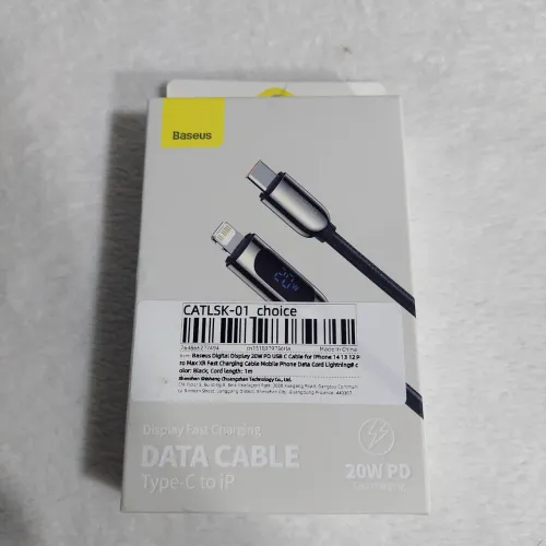 Cabo Baseus 20W PD Tipo C para iPhone - Tela Digital