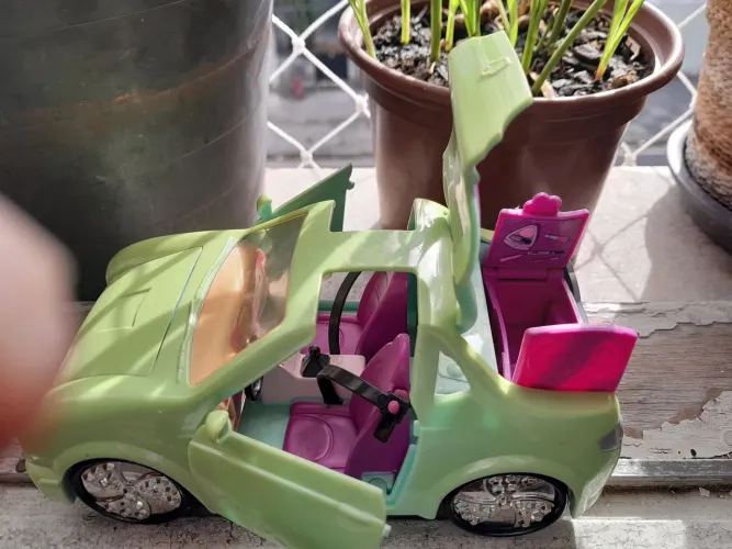 Carrinho de brinquedo com acessórios Polly.