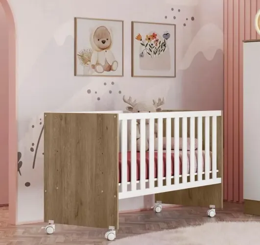 Berço Infantil Amadeirado com Rodinhas em mega Promoção!