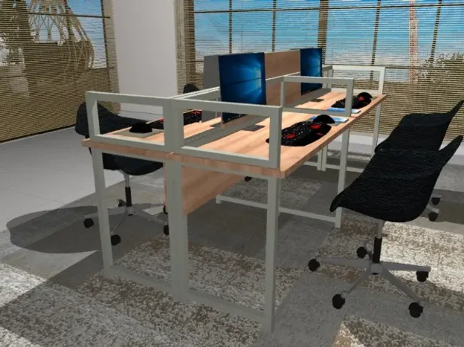 Estação Corporativa Office Work Delluxe. 16 Tomadas: L220CM X P120cm x A124cm