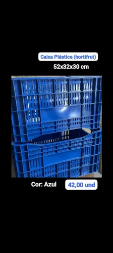 Caixa Plástica Azul hortifrut para Transporte e Armazenamento