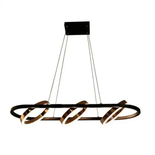 LUMINÁRIA PENDENTE LED HANDEL 3000K 36W BIVOLT Ø80X26CM ACRÍLICO E METAL PRETO E COBRE 