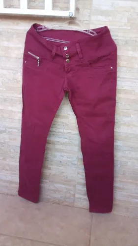 Calça tam 40 Skinny Feminina Vinho Mix Jeans