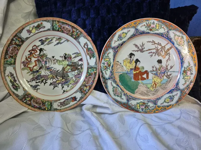 Pratos para decoração  chineses antigos pintados a mão 