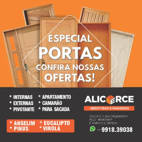 Aberturas em madeira Portas Internas e Externas - Promoção