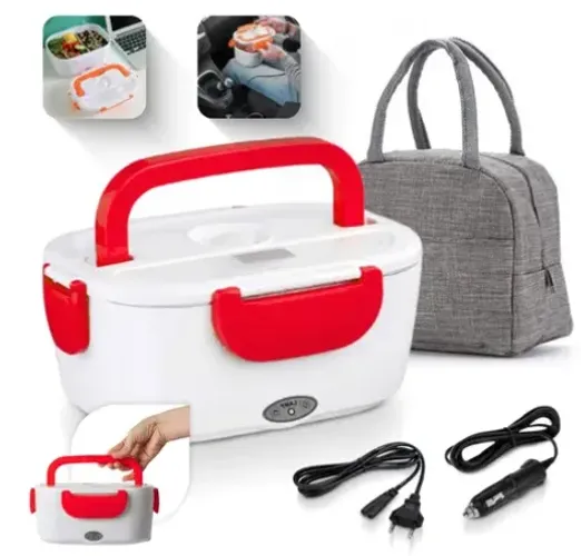 Kit Marmita Elétrica + Bolsa Térmica Lancheira Uber 1,5 Litros 12v/24v 127/220V z1026