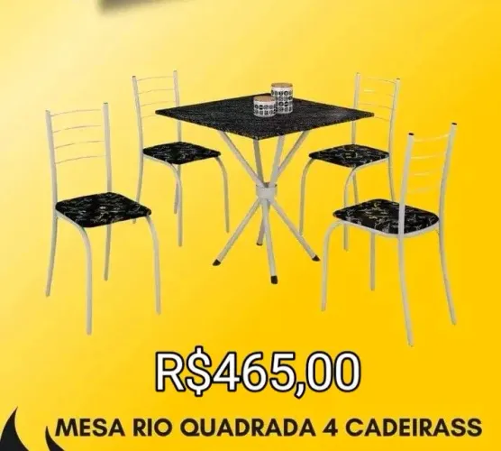 Conjunto Mesa Rio Quadrada com 4 Cadeiras