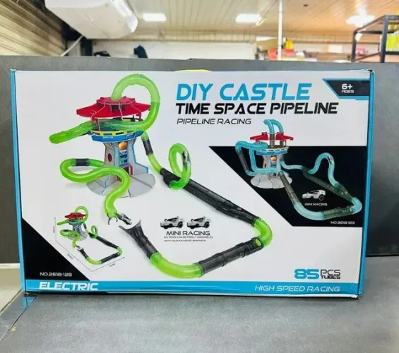 Pista de Corrida Tubos DIY Castle Time Space Pipeline Elétrica - 85 Peças