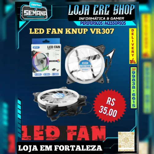Ventoinha LED KNUP VR307 - Led Fan 120MM