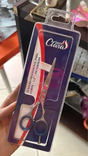 Tesoura profissional para corte de cabelo 5.5'' fio navalha Santa Clara