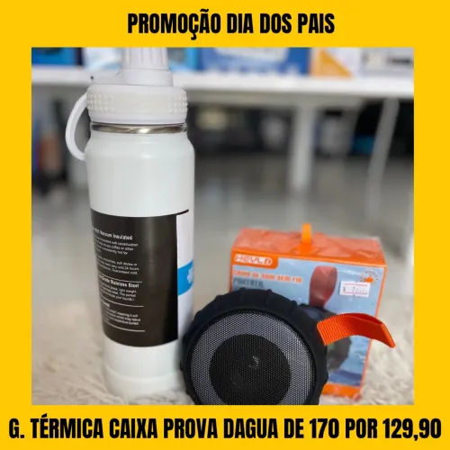 Caixa de som prova d?água e garrafa térmica 800 ml