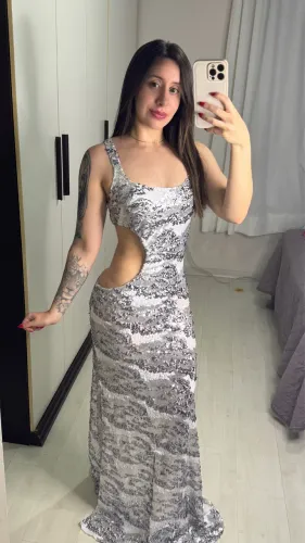 Vestido de lantejoula chocolate Doce 