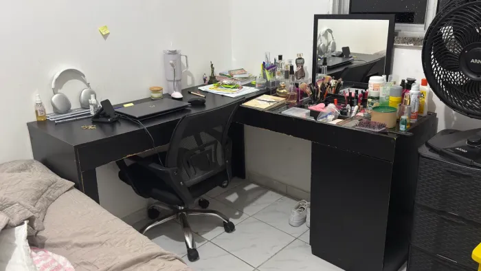Escrivaninha Mesa Escritório Penteadeira de Canto com Espelho Star 1 Porta 136cm Preto