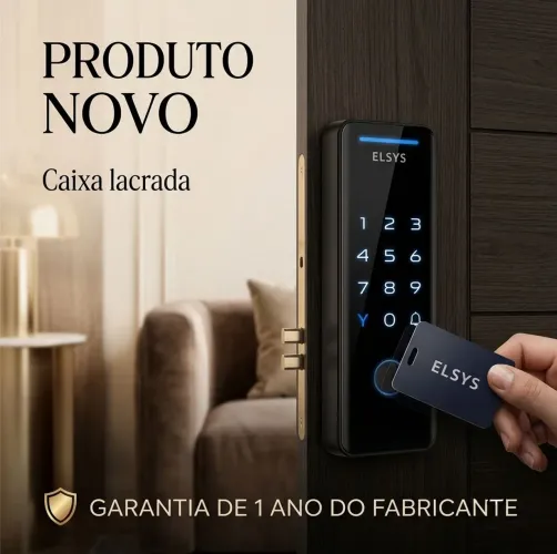 Fechadura Digital de Sobrepor, Abertura por senha ou tag, Tecno, Preta, DS4100V, Elsys
