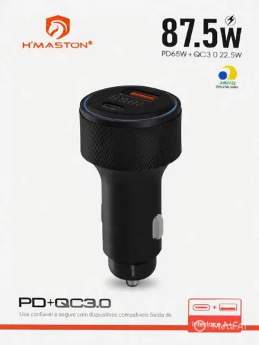 Carregador Veicular H'MASTON Turbo 87.5W PD + QC3.0 L16-4