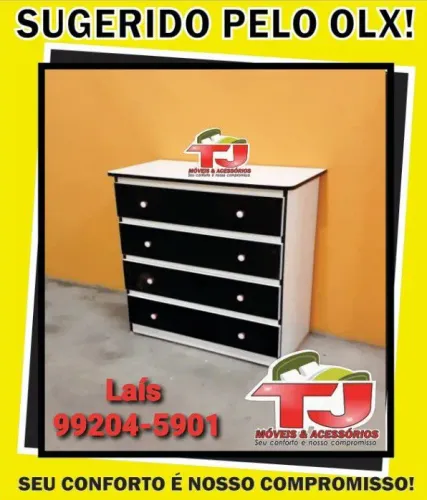 Cômoda preta 4 gavetas