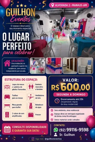 Locação deespaçoparaeventos Alvorada Manaus-AM 