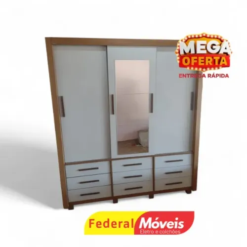 Guarda Roupa OFF WHITE 3 Portas 9 Gavetas MAIS VENDIDO