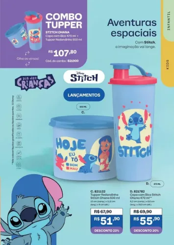 Presente dia das crianças Tupperware Conjunto Tupper com o Stitch
