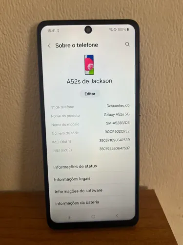Samsung a52s 128G com NFC $250 não funciona chip