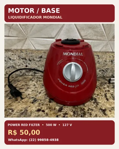 Motor Liquidificador Mondial Power Red Filter 500w 127v