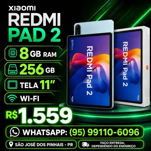 ? REDMI PAD 2 256GB ? 8GB RAM + TELA 11" | NOVO