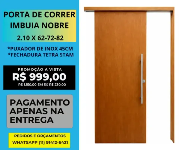 porta madeira bsanheiro suspença de correr codigo pol86