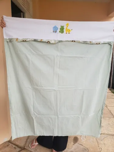 LENÇOL E FRONHA PARA BEBÊ COR VERDE ESTILO SAFARI /CRIANÇA/RECÉM NASCIDO/BEBÊ