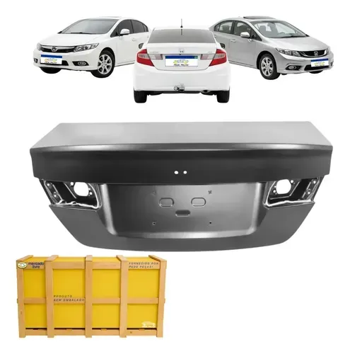 Tampa Traseira Malas Honda Civic 2012 2013 2014 2015 2016 Preto Liso Para Pintura