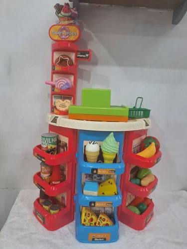 Super mercado de brinquedo comidinha cozinha infantil panelinha caixa registradora