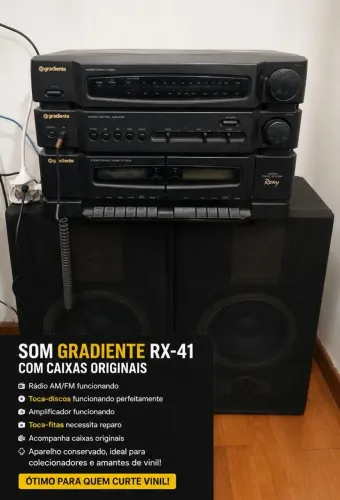 Gradiente RX-41 Roxy Completo + Caixas Originais | Toca-Discos Funcionando | R$ 900