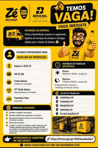 Vaga para homens no Zé Delivery do Parque das Nações