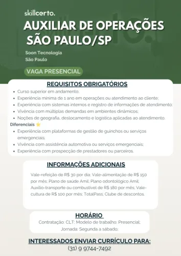 Auxiliar de Operações - São Paulo/SP