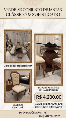 Mesa com 6 cadeiras Luís XV