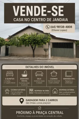 CASA À VENDA - CENTRO DE JANDAIA/GO