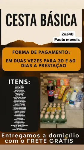 Cesta básica sem entrada parcelada no Crediário