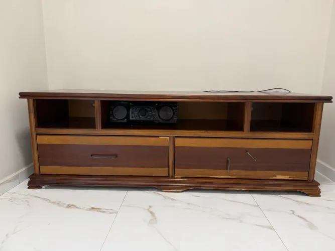 Rack de Madeira Maciça c/ Gavetas - Estilo Rústico / Clássico