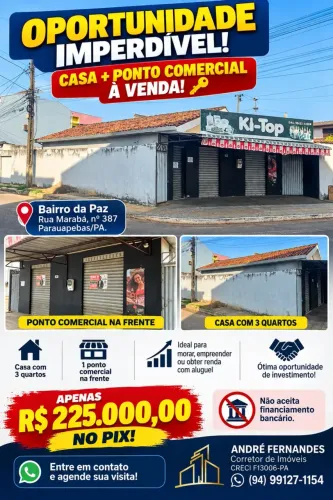 OPORTUNIDADE IMPERDÍVEL! CASA + PONTO COMERCIAL À VENDA!