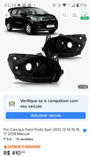 Carcaça farol Spin