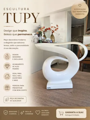 Escultura Abstrata em resina minimalista moderna da marca Tupy