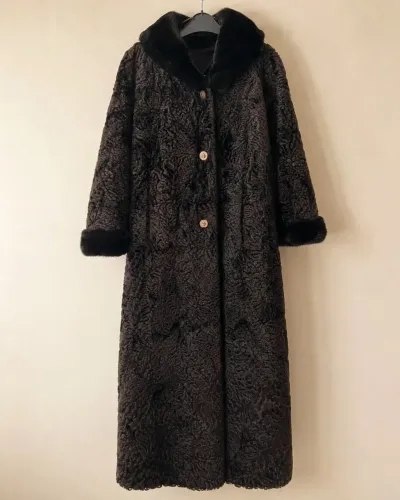 sobretudo vintage longo russel taylor marrom estilo pele de cordeiro
