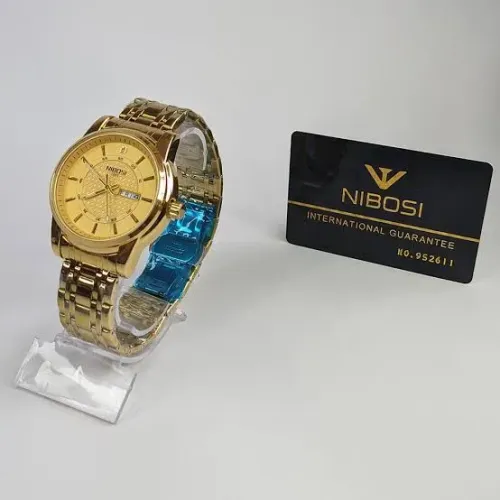Relógio de Luxo Nibosi Folheado a Ouro 4K